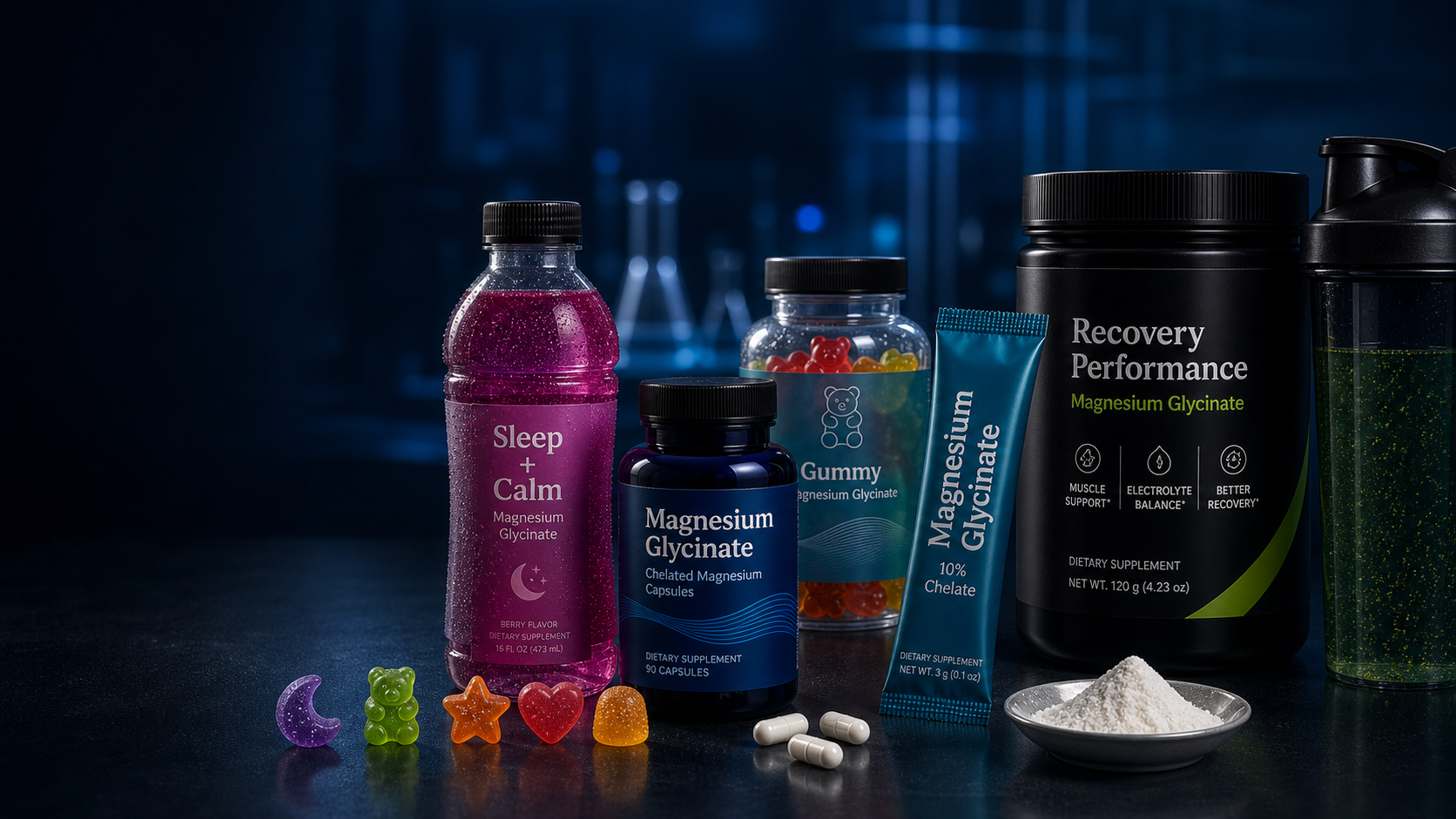 Magnesium glycinate application formats